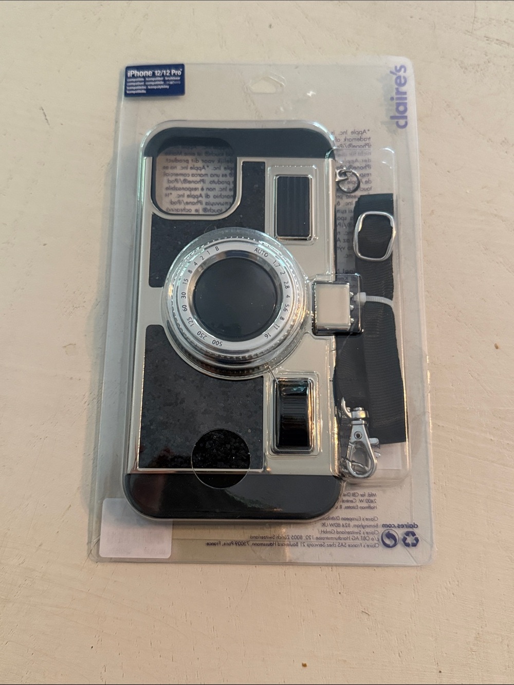 iPhone 12/12 Pro Phone Case Claires Black Glitter Camera Style NEW 2/$20
